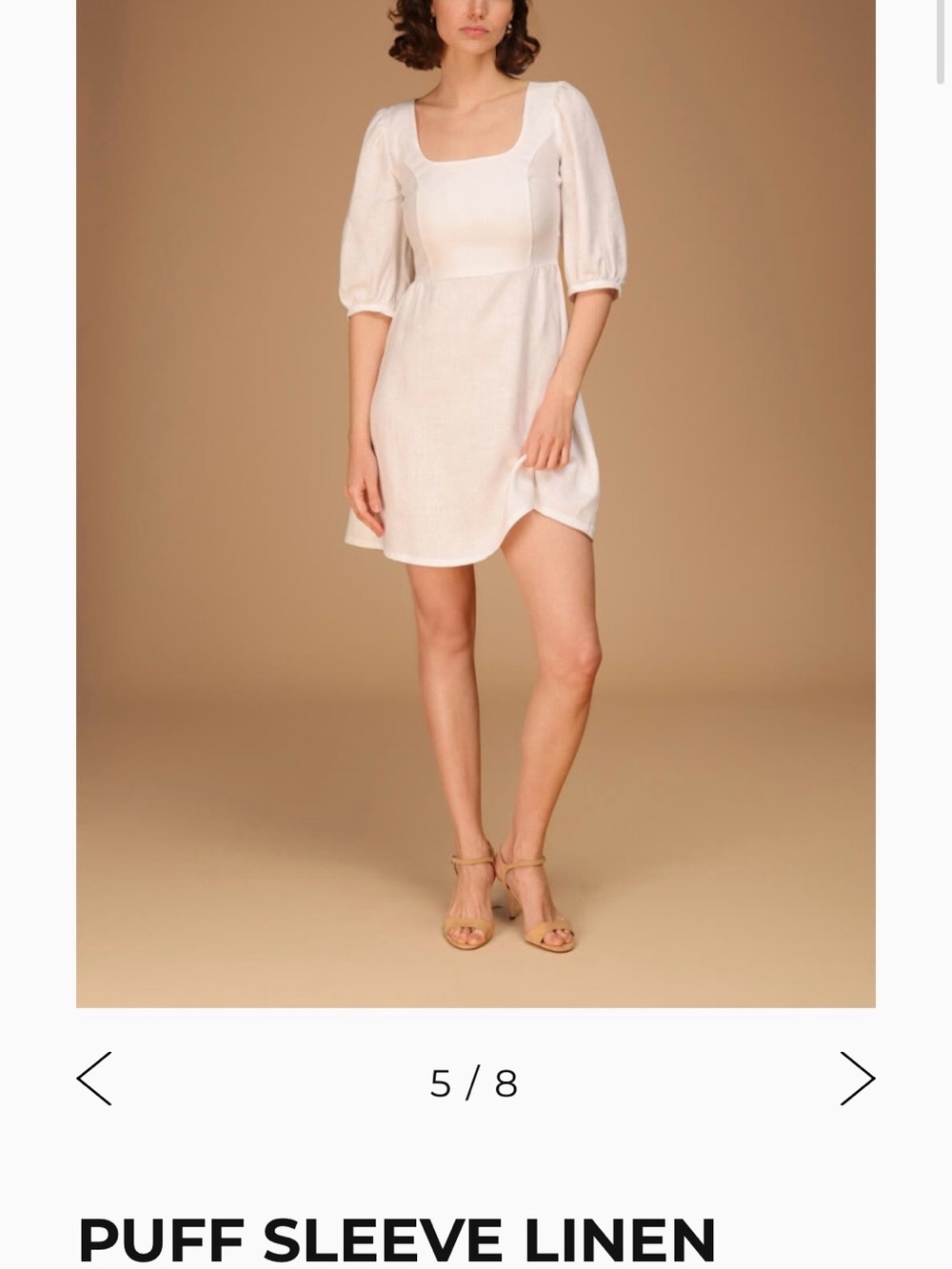 100% Linen Lilac Mini Dress with Puff Sleeves Aurora